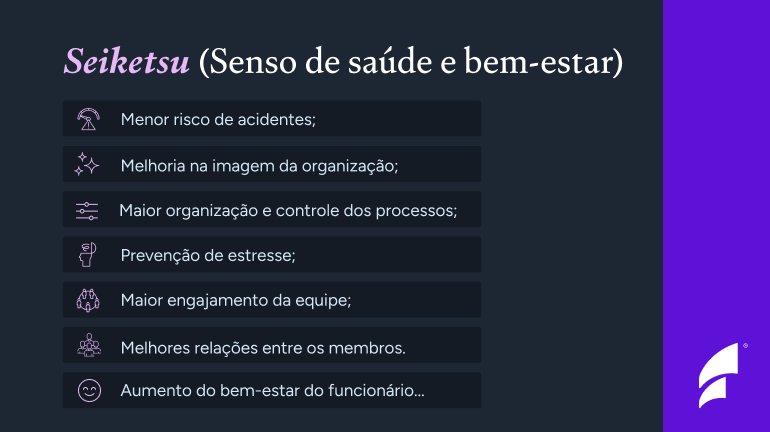 Tópicos do beneficio do Seiketsu (Senso de saúde e bem-estar)