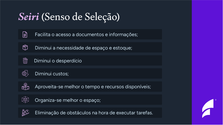 Tópicos do beneficio do Seiri (Senso de Seleção)