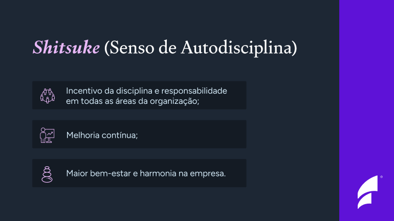 Tópicos do beneficio do Shitsuke (Senso de Autodisciplina)