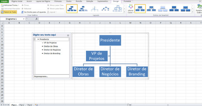 Como fazer organograma no Excel