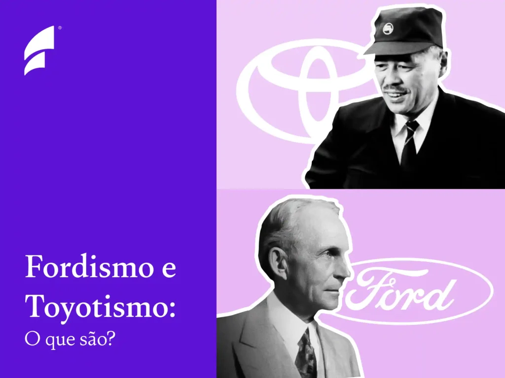 Imagem com a imagem do Henry Ford e o logo da Ford e a imagem do Taiichi Ohno com o logo da Toyota