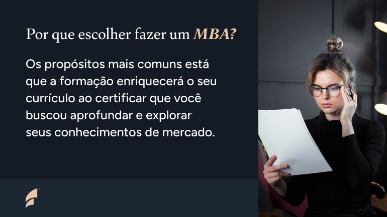 Propósito de fazer um MBA com a imagem de uma mulher concentrada estudando