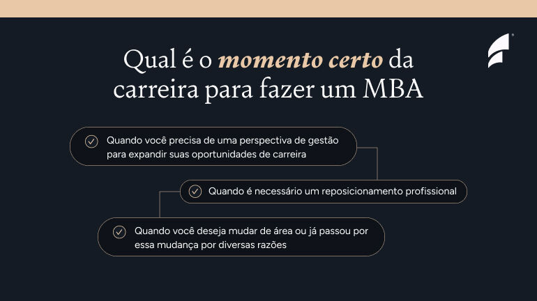 qual e o momento certo da carreira para fazer um mba Texto sobre o momento certo para fazer um MBA.