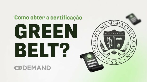 fundo branco com escrito "como obter a certificação green belt" e logo do the council for six sigma certification