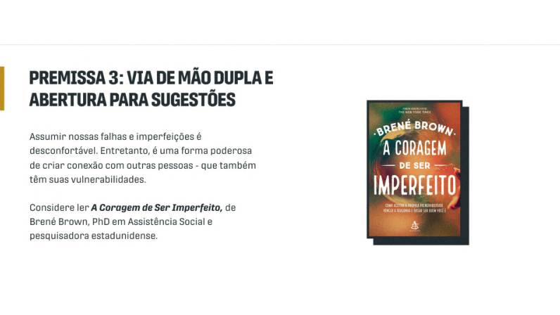 premissa 3 da gestão de mudanças com a capa do livre de Brené Brown: a coragem de ser imperfeito